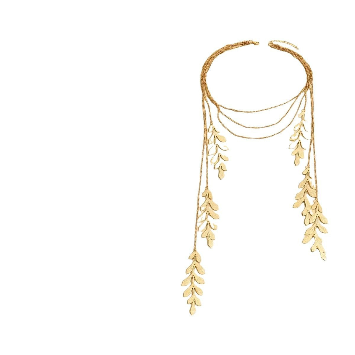 Classy Layered Leaf Tassel Necklace