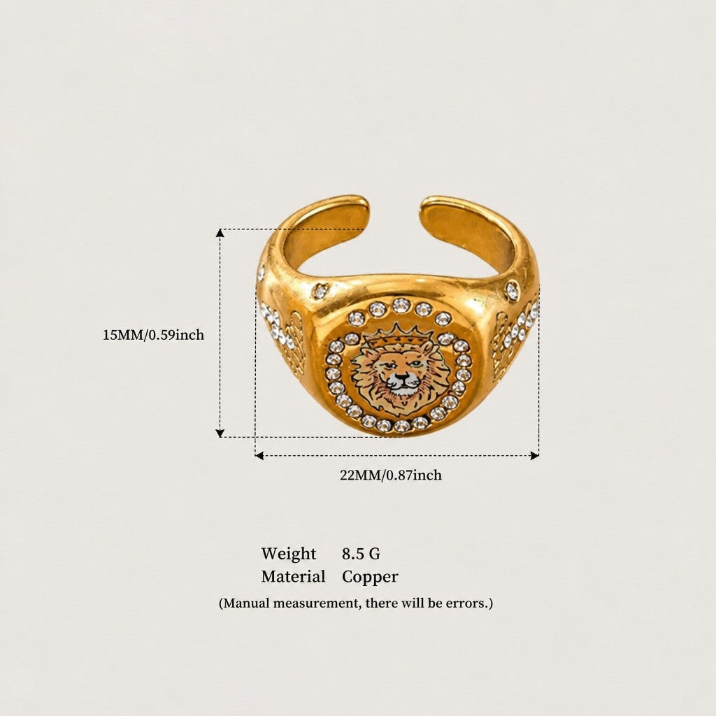 Boho Enamel Motif Open Ring Set