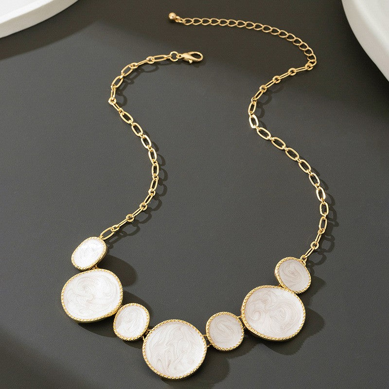 Classy White Marbled Necklace, Bracelet & Earring Set