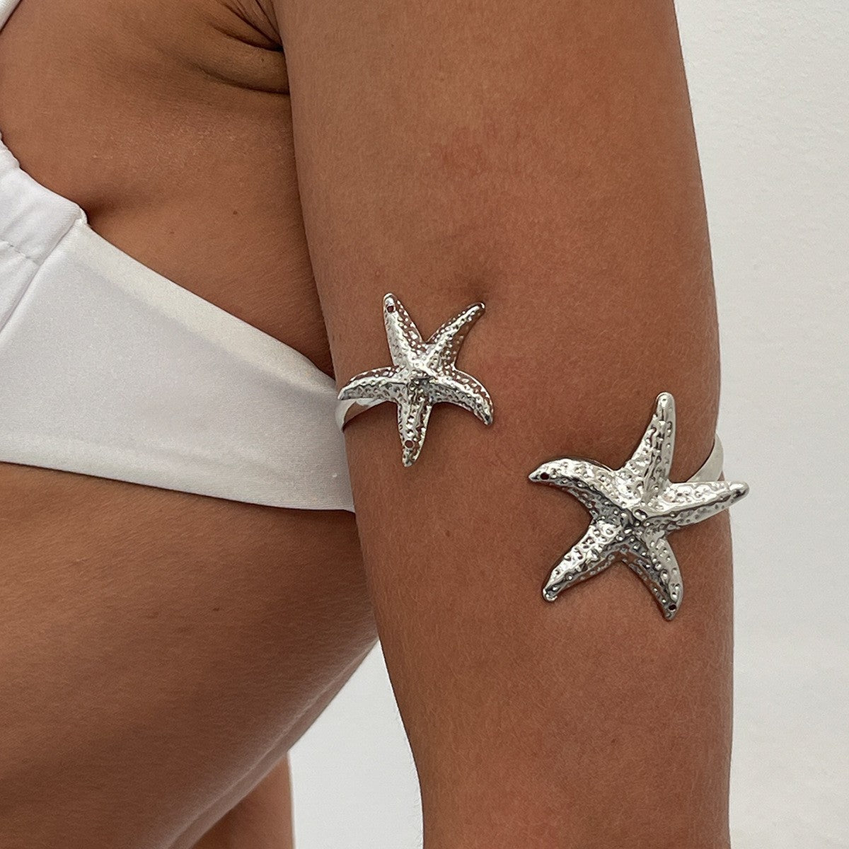 2pc Boho Textured Starfish Arm Cuff Set
