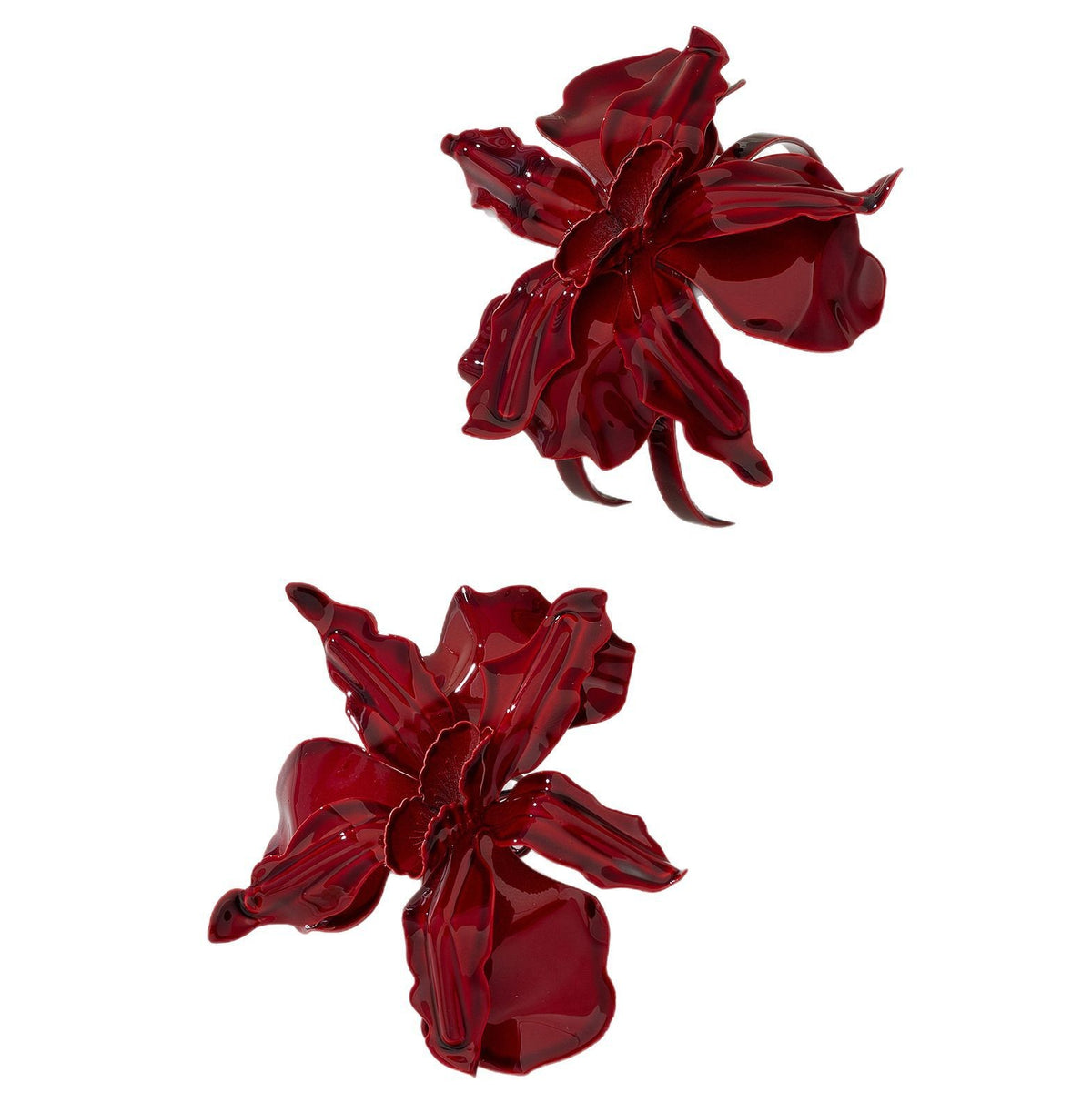 Romantic Red Glossy Flower Ring & Bracelet Set