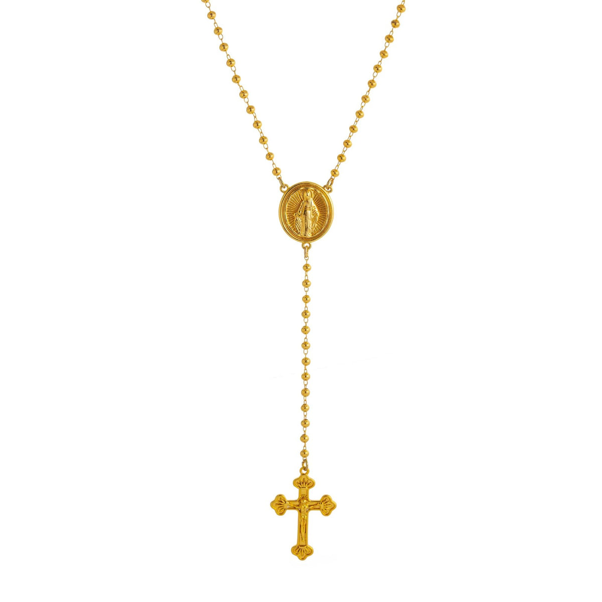 Dainty Layered Rosary Cross Y-Necklace