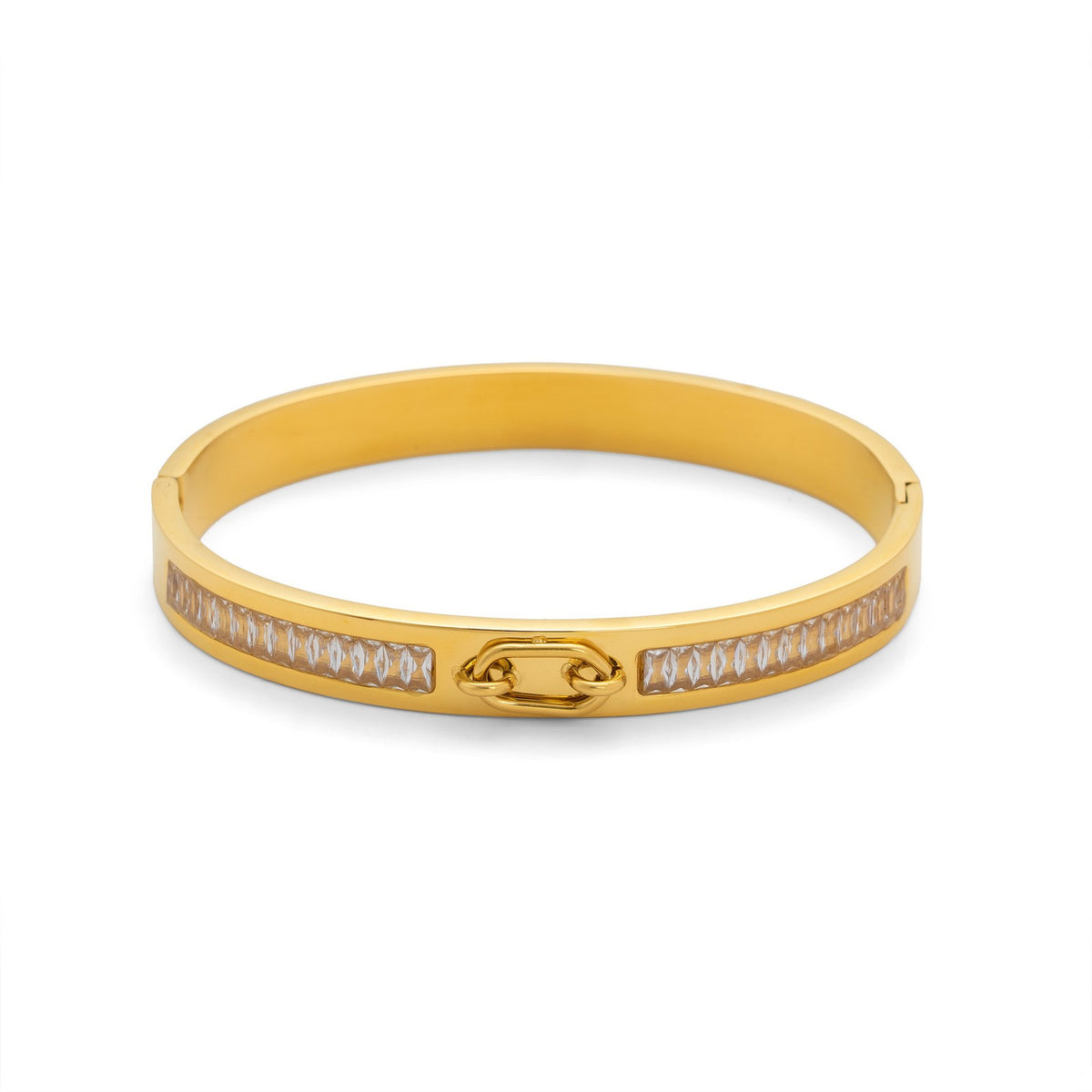 18k Classy Pave Buckle Bangle
