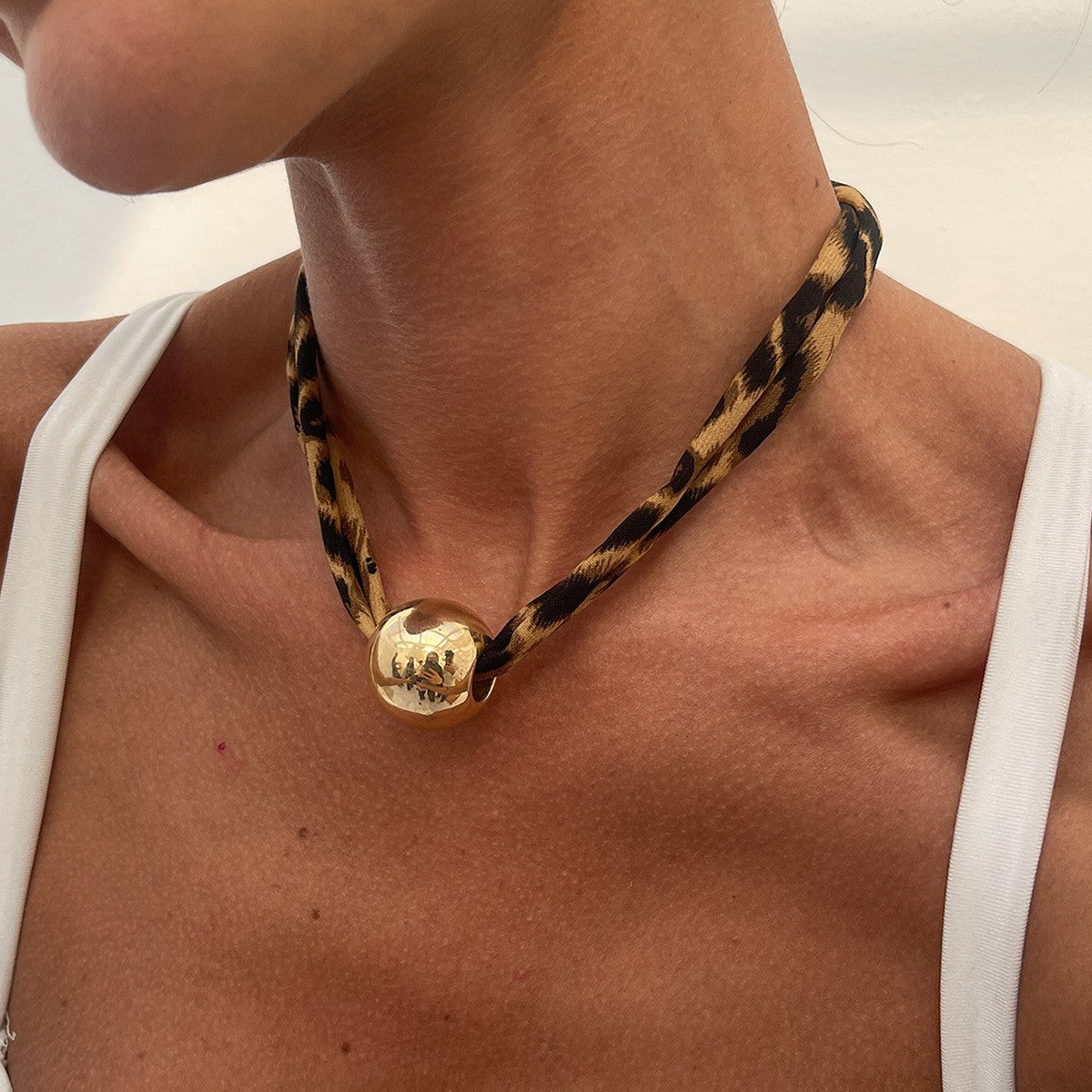 Boho Leopard Print Spiral Choker Necklace