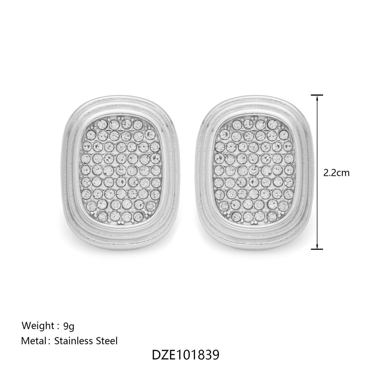 18k Classy Pave Geometric Stud Earrings