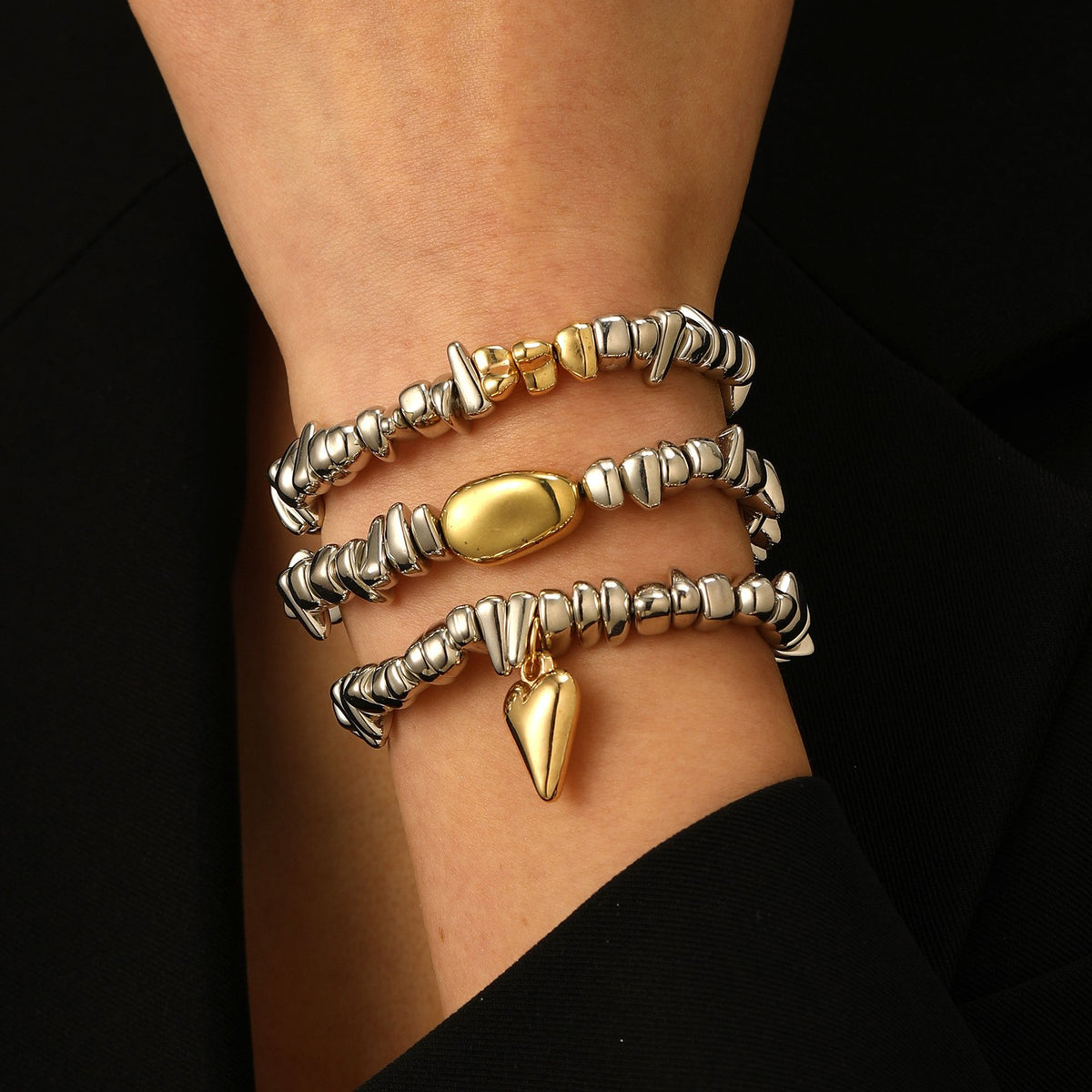 3pc Vintage Geometric Bead Bracelet Set