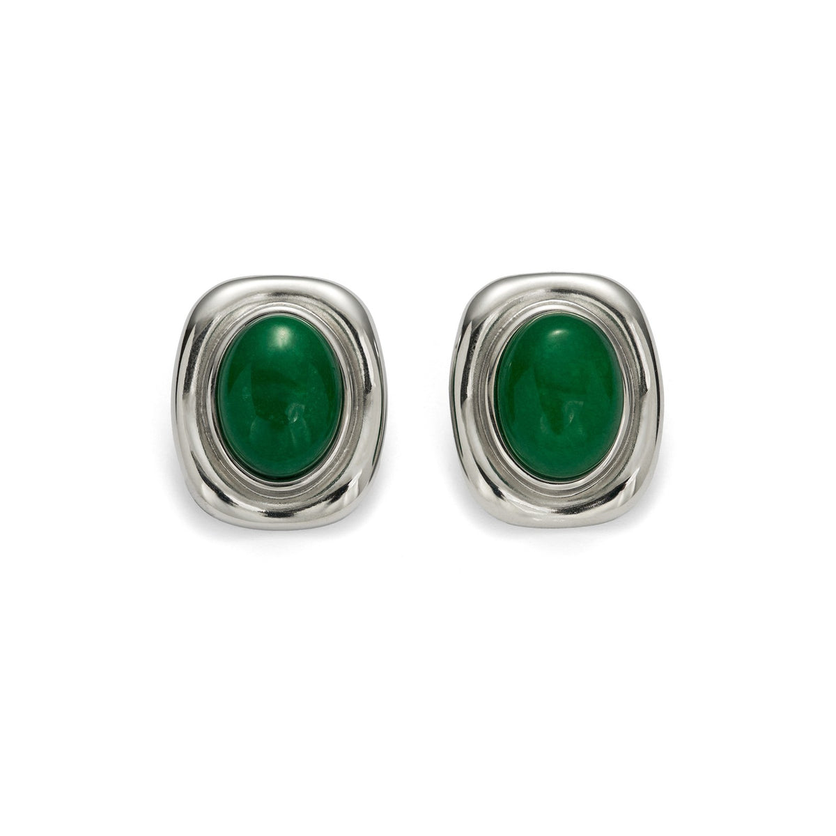 18k Classy Tiger Eye Oval Stud Earrings