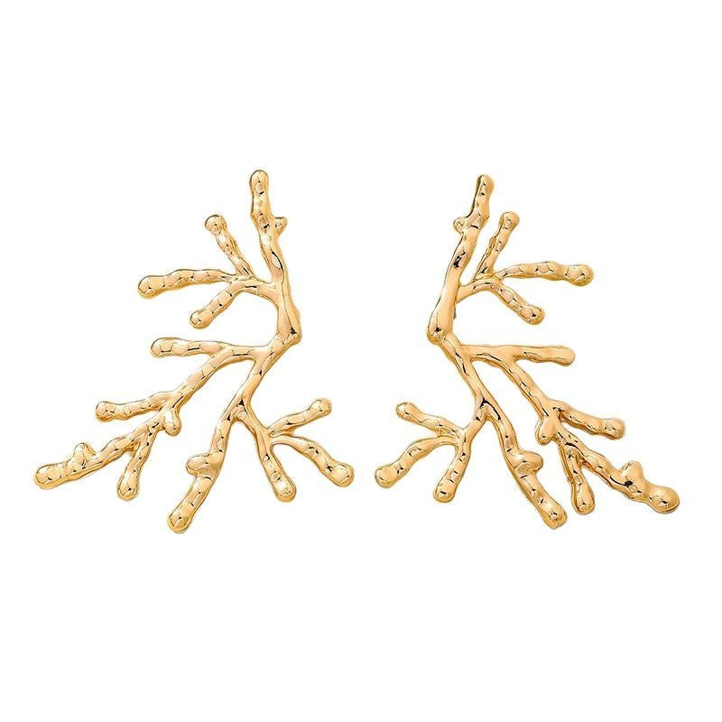 Classy Red Coral Branch Statement Earrings