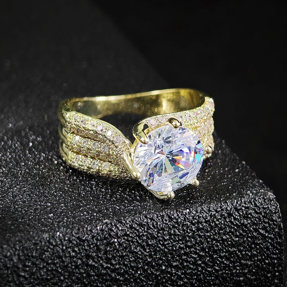 Classy Pave Hand Solitaire Ring