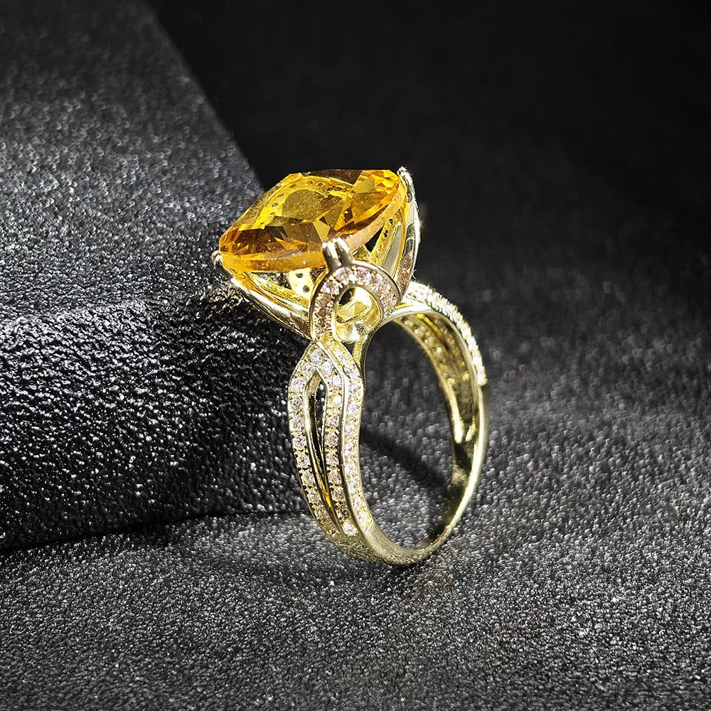 Classy Yellow Cushion Cut Ring