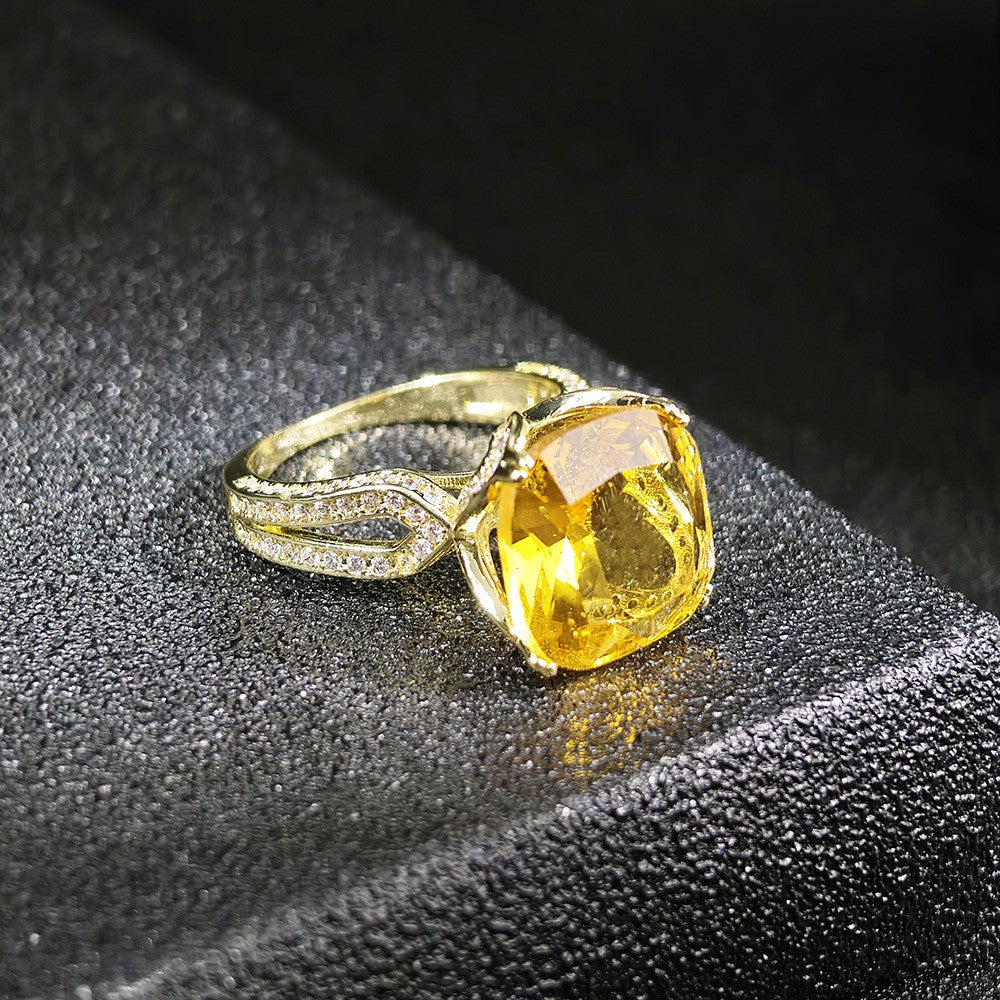 Classy Yellow Cushion Cut Ring