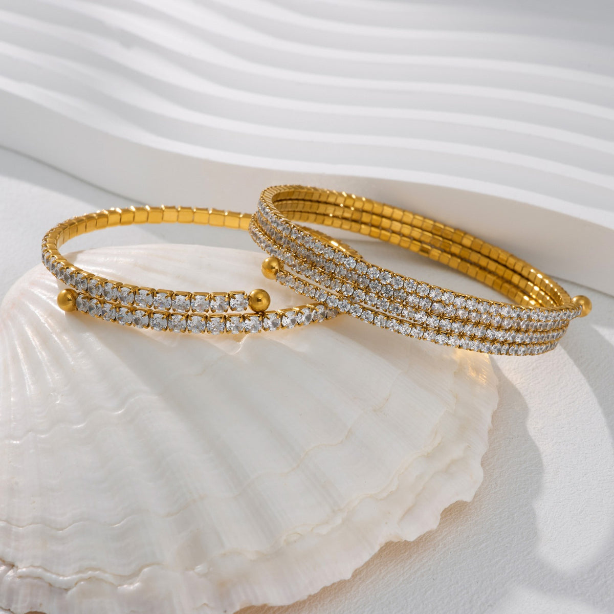 Classy Multi-Row Rhinestone Coil Bracelet