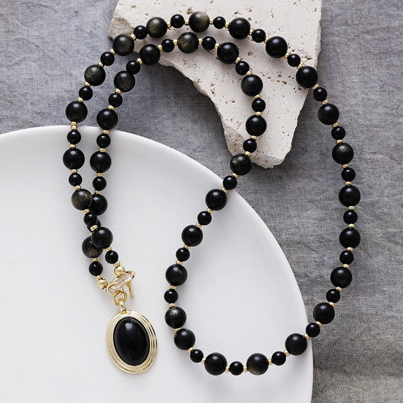 Boho Tiger Eye Oval Pendant Necklace