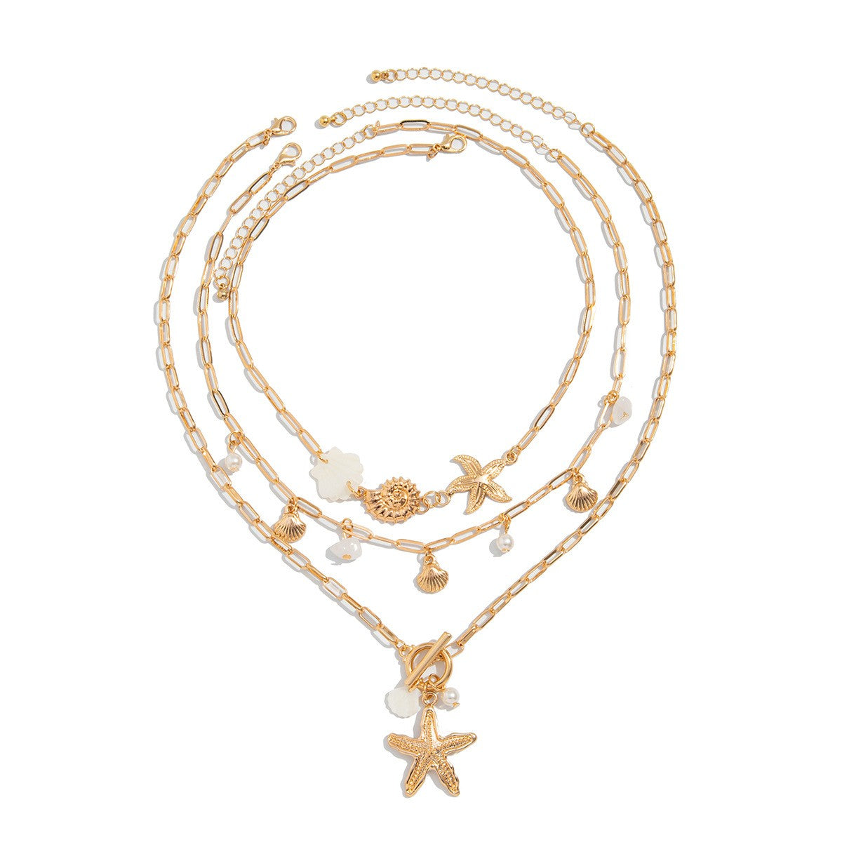 Boho Layered Starfish Paperclip Necklace