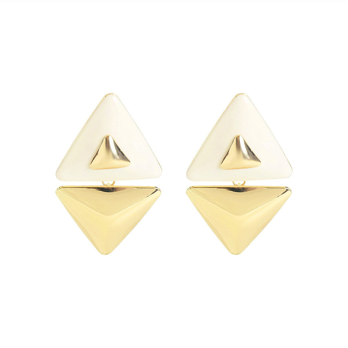 Classy Green Geometric Triangle Earrings
