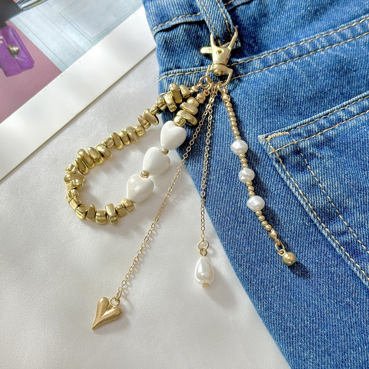 Edgy Black Bead Tassel Bag Charm