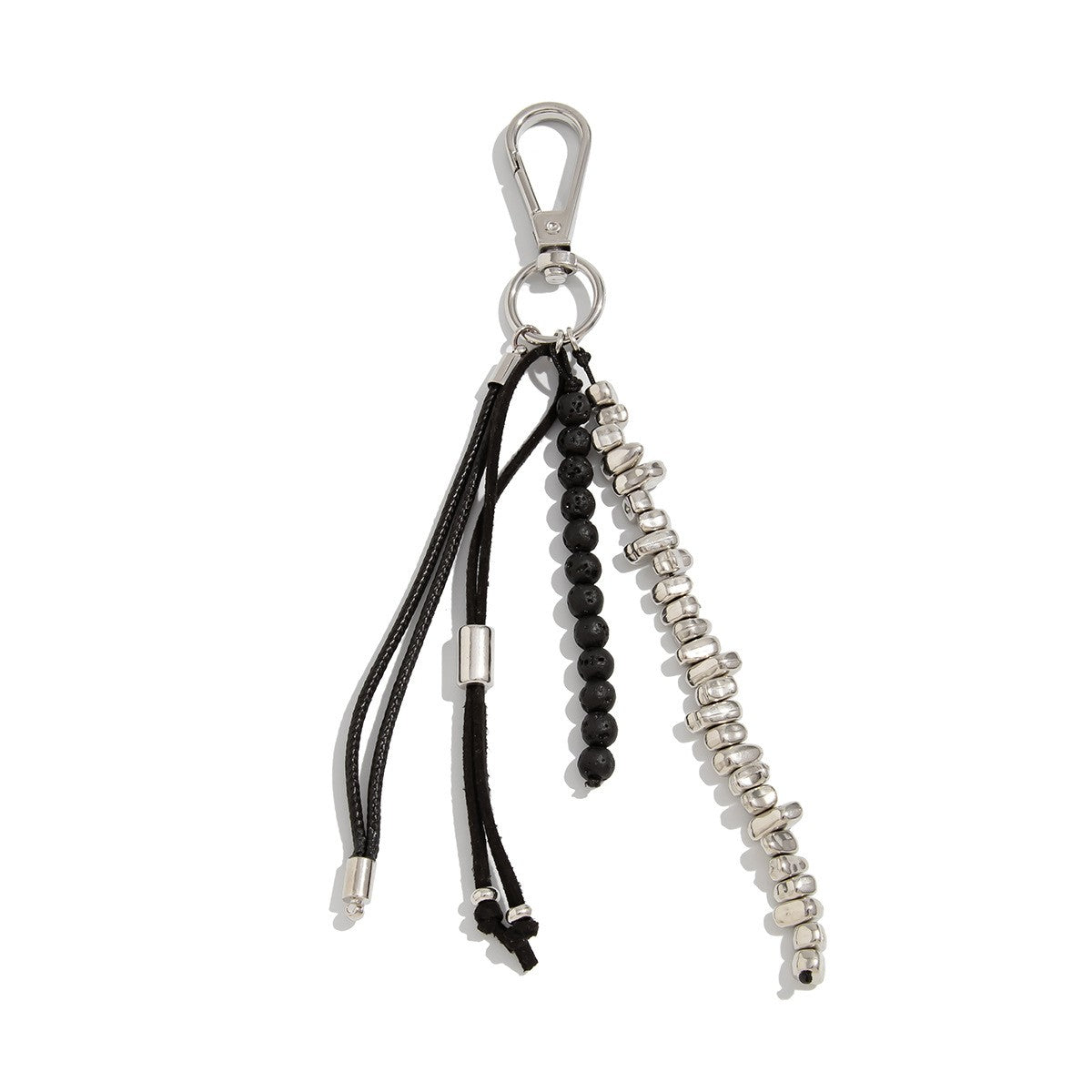 Edgy Black Bead Tassel Bag Charm