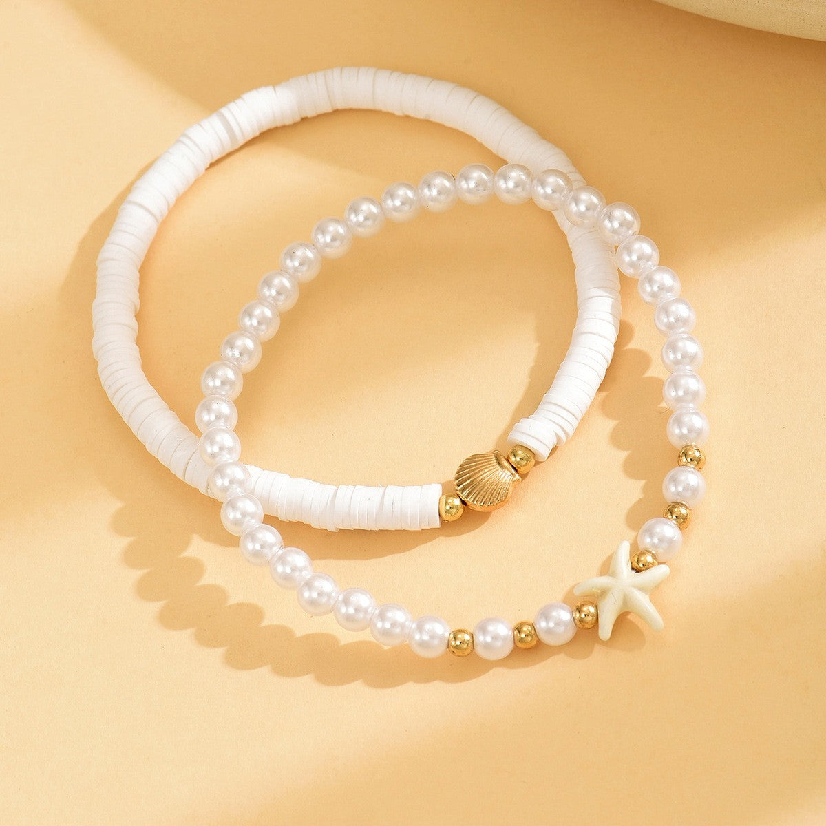 2pc Boho Starfish & Shell Anklet Set