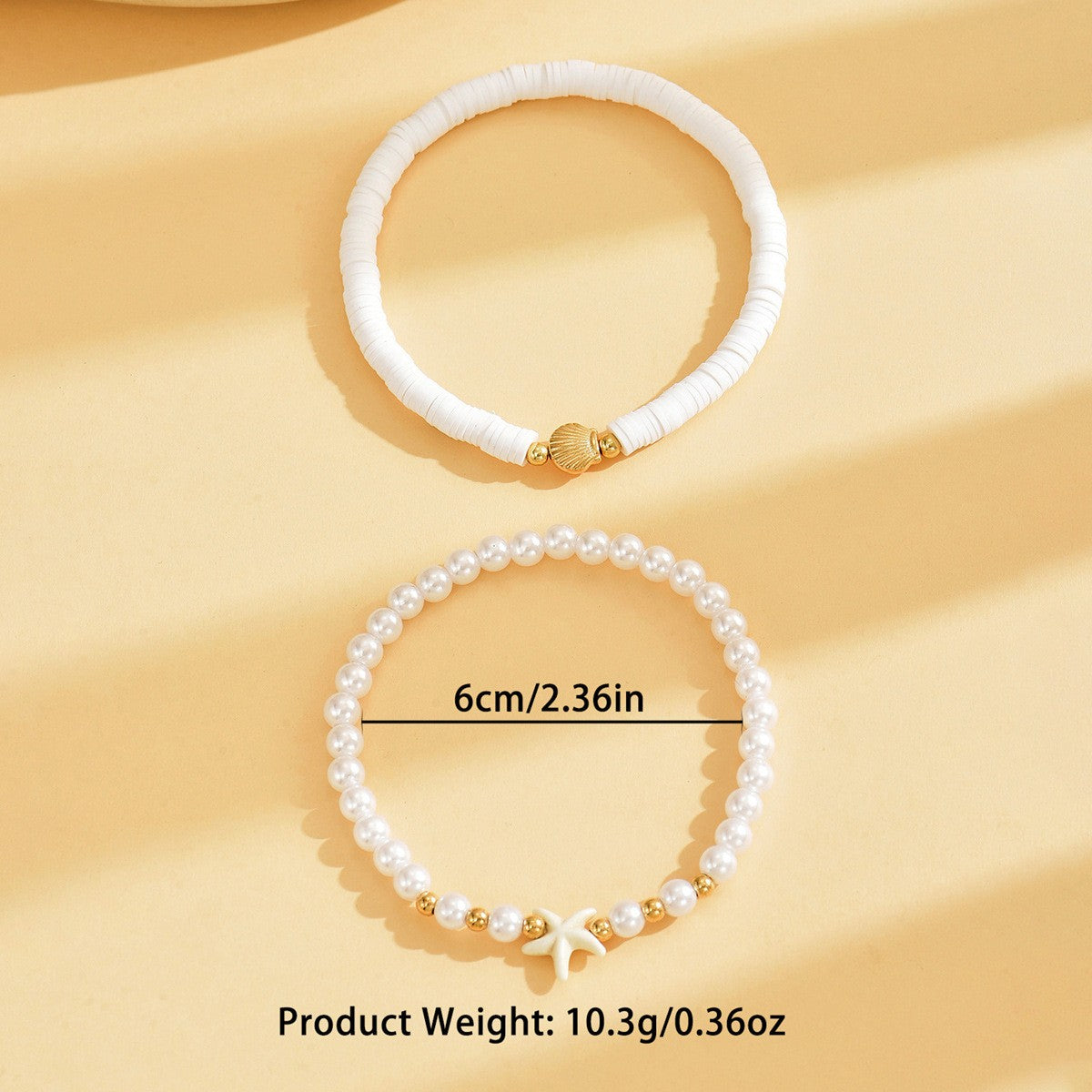 2pc Boho Starfish & Shell Anklet Set