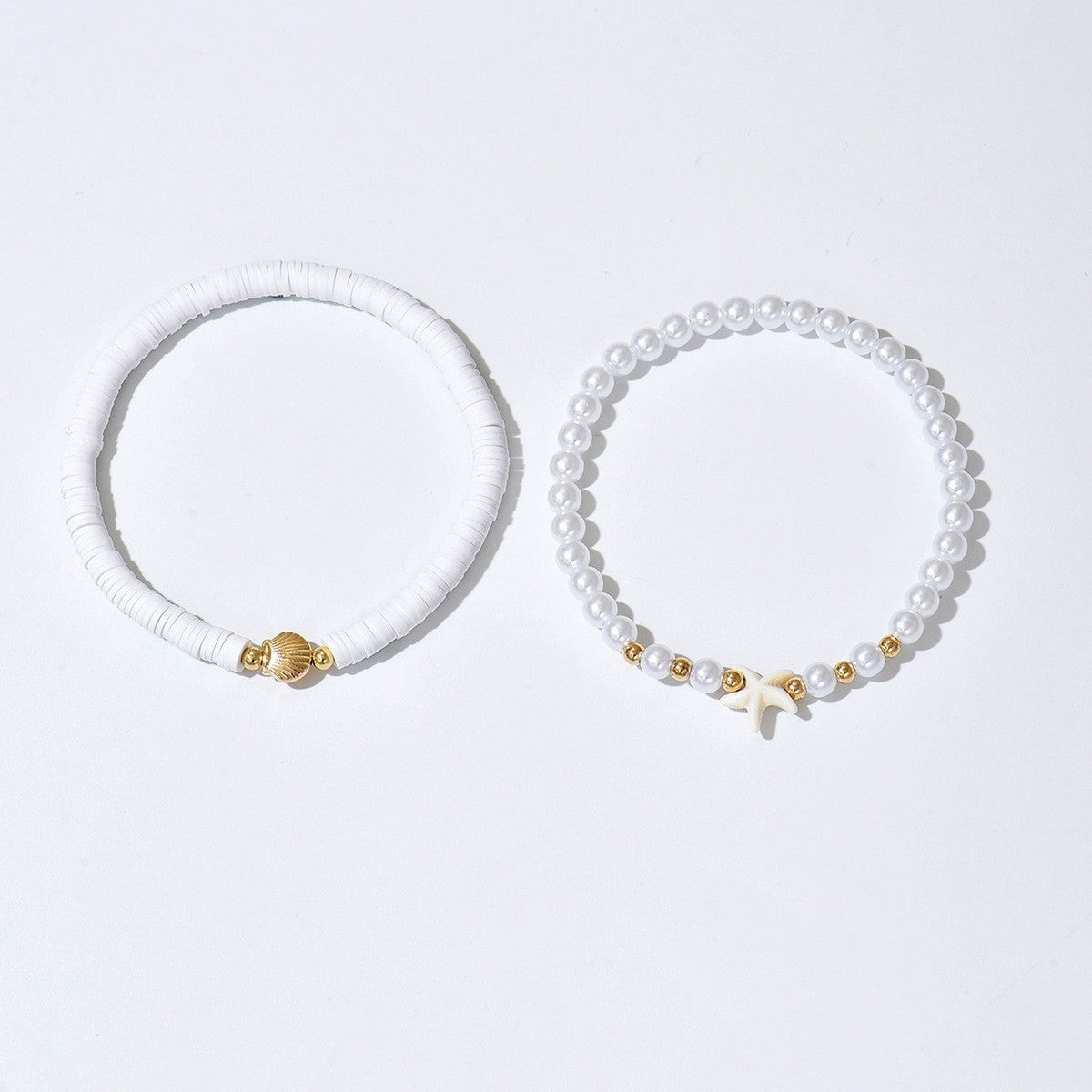 2pc Boho Starfish & Shell Anklet Set