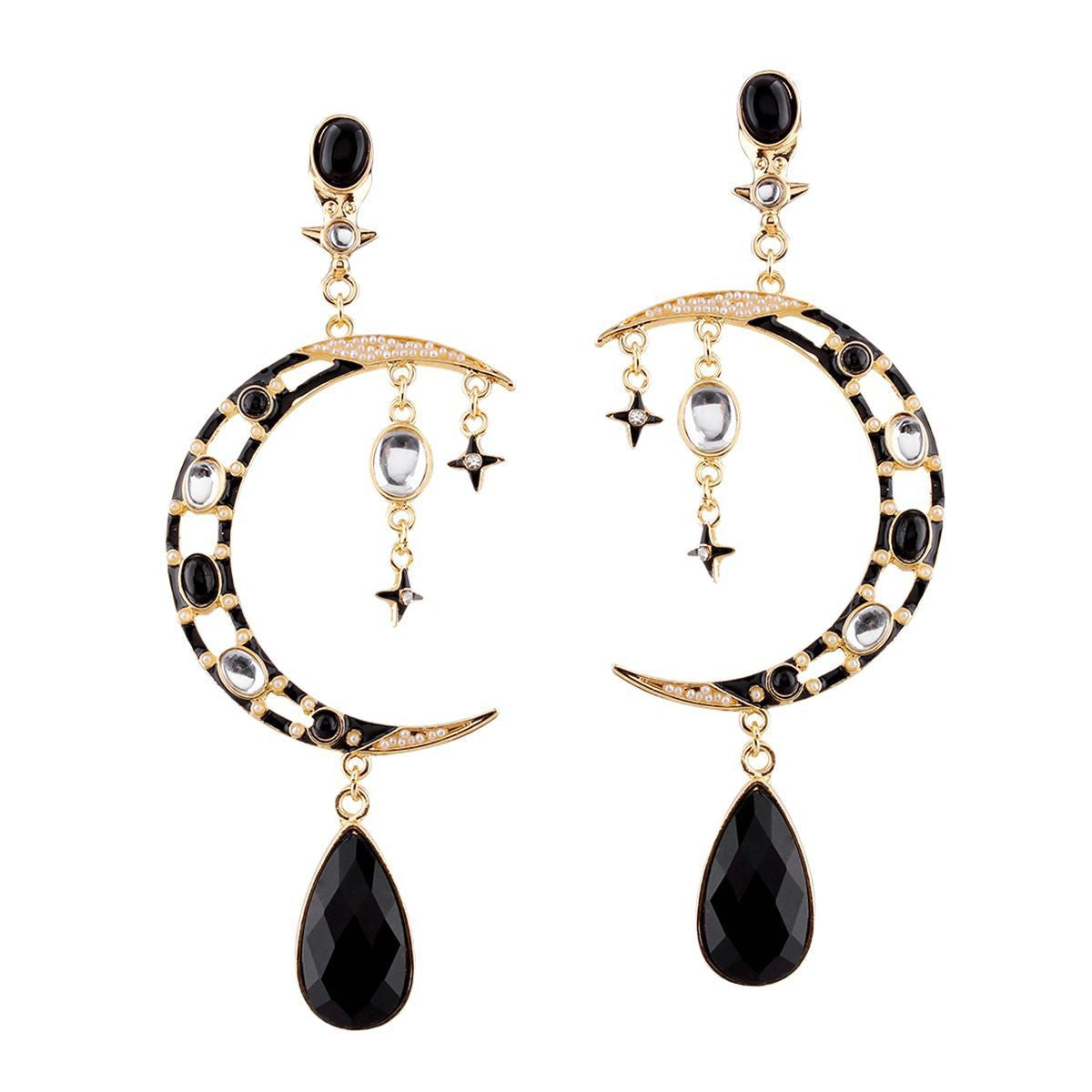 Boho Vintage Crescent Moon Teardrop Earrings