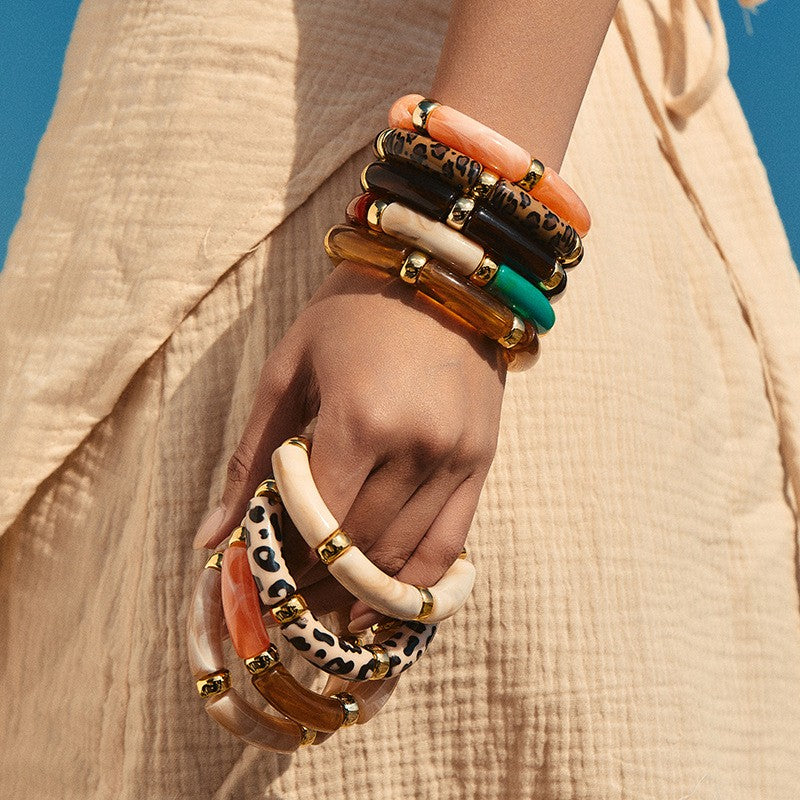 Classy Marbled Acrylic Tube Bracelet