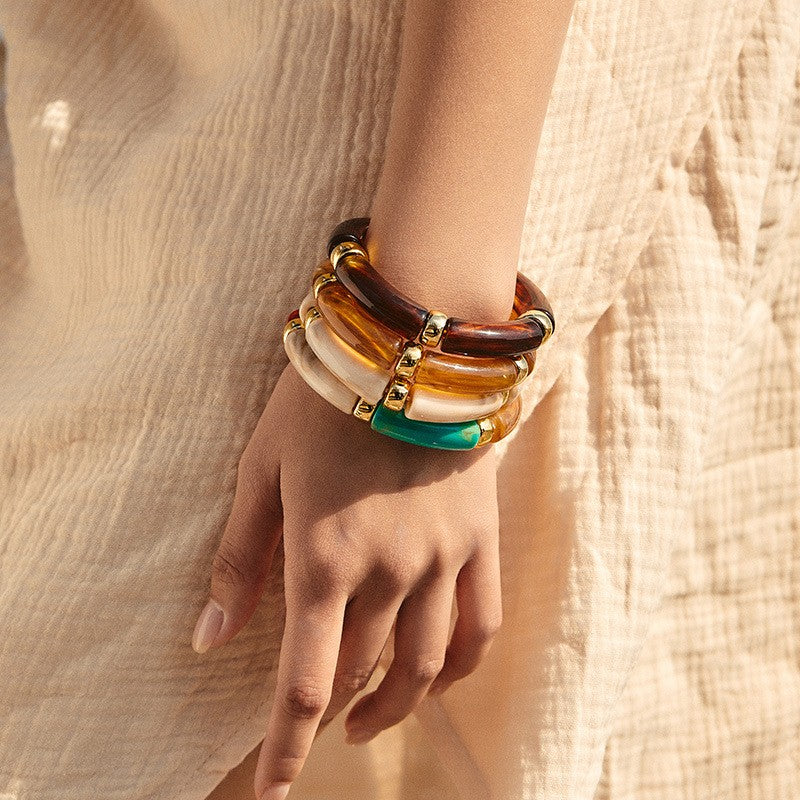 Classy Marbled Acrylic Tube Bracelet