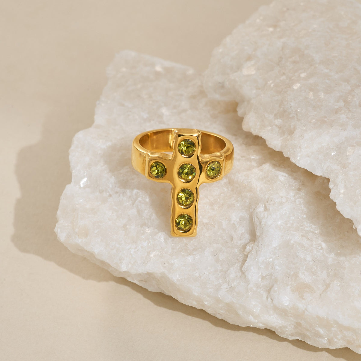 18k Dainty Cubic Zirconia Cross Ring