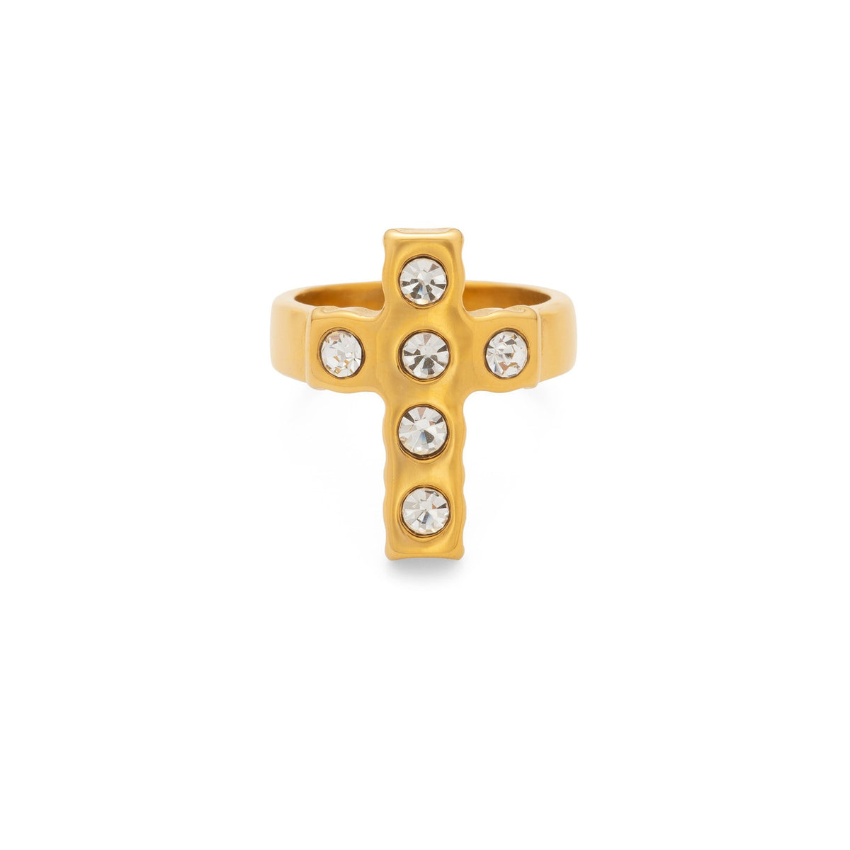 18k Dainty Cubic Zirconia Cross Ring