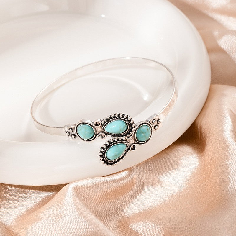 Boho Vintage Teardrop Turquoise Cuff Bracelet