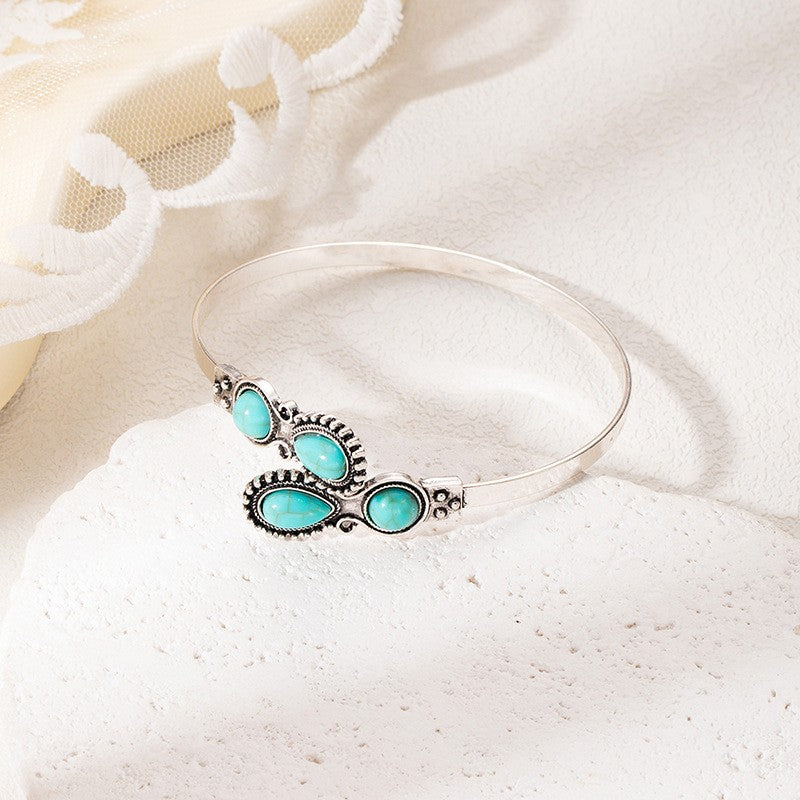 Boho Vintage Teardrop Turquoise Cuff Bracelet