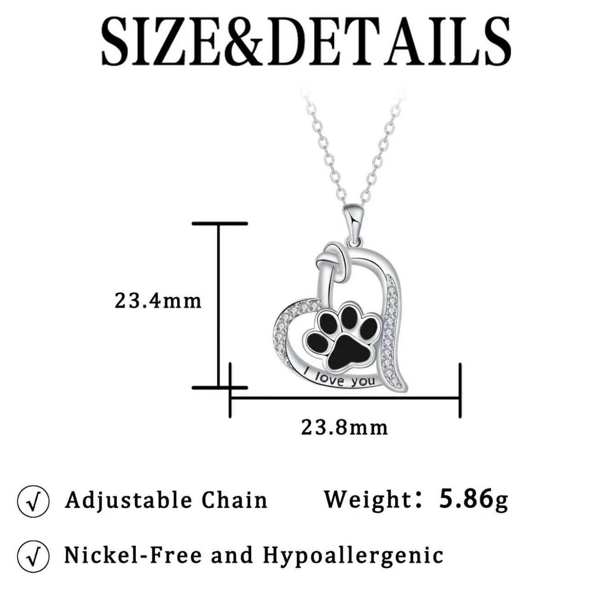 Romantic Paw Print Heart Necklace