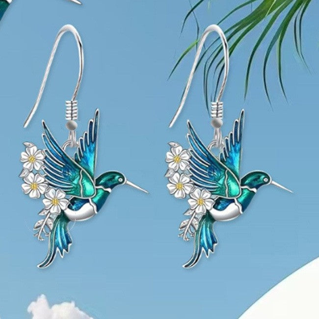Romantic Enamel Hummingbird Necklace, Bracelet & Earring Set