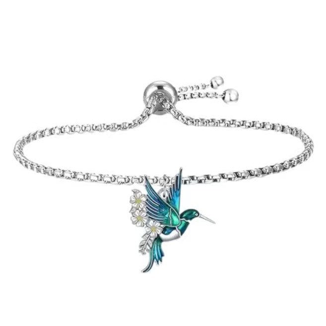 Romantic Enamel Hummingbird Necklace, Bracelet & Earring Set