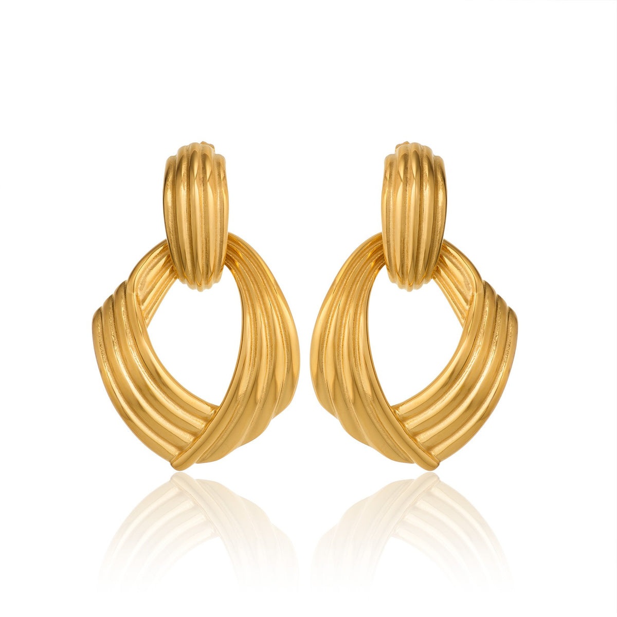18k Classy Geometric Twist Hoop Earrings