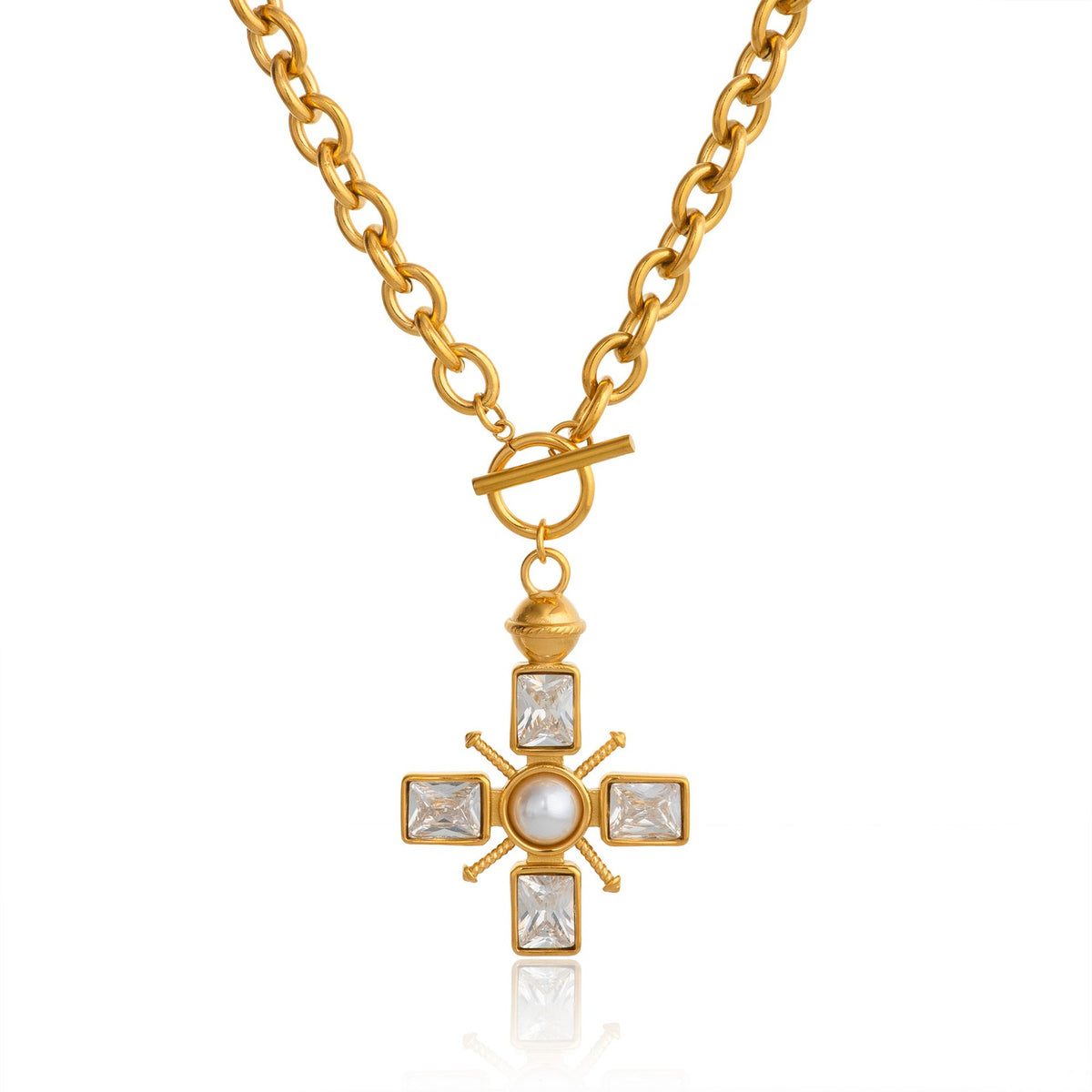 Vintage Purple Cross OT Necklace
