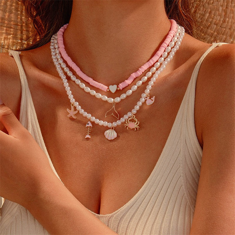 Boho Layered Starfish & Shell Necklace Set
