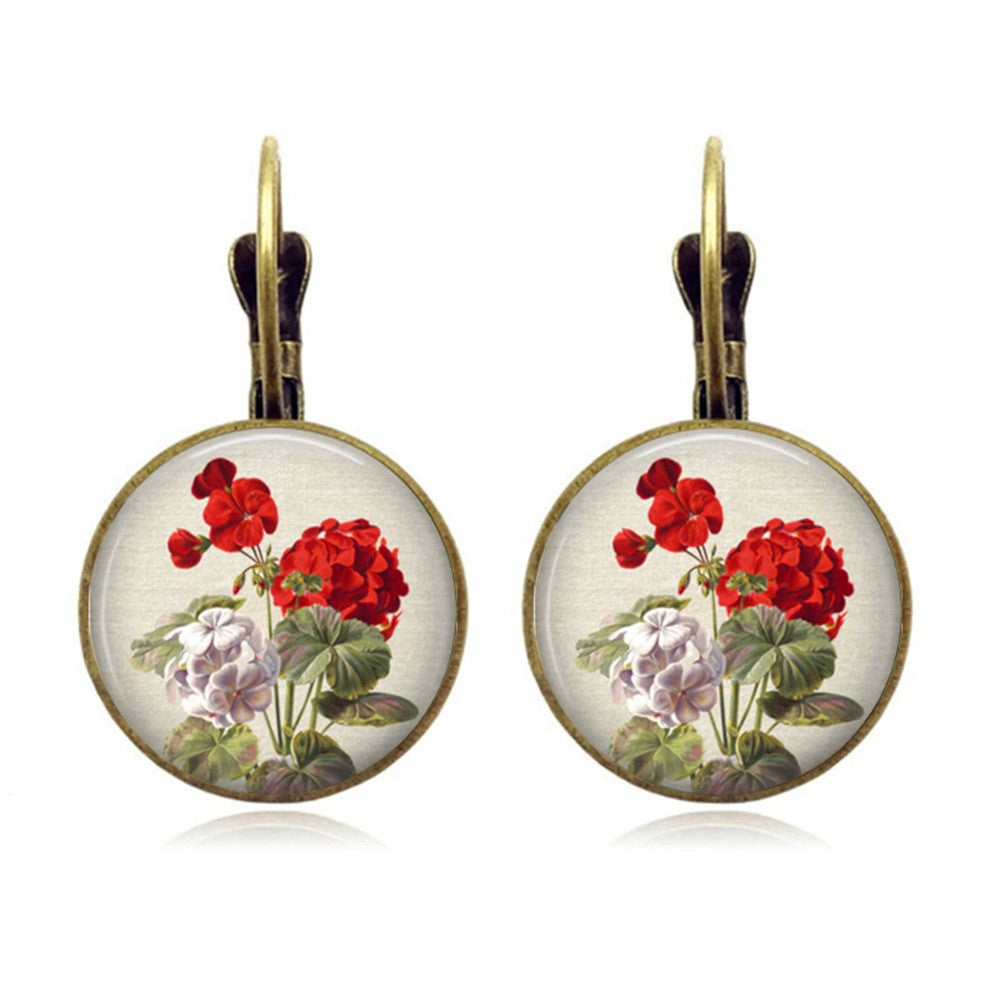 Romantic Vintage Rose Cabochon Earrings