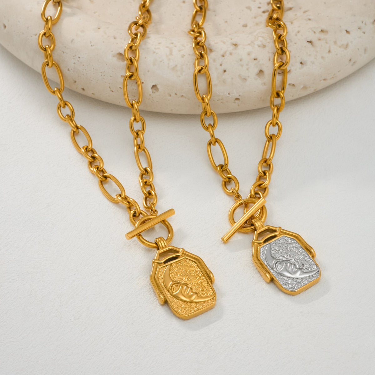 18k Boho Reversible Square Tag Necklace