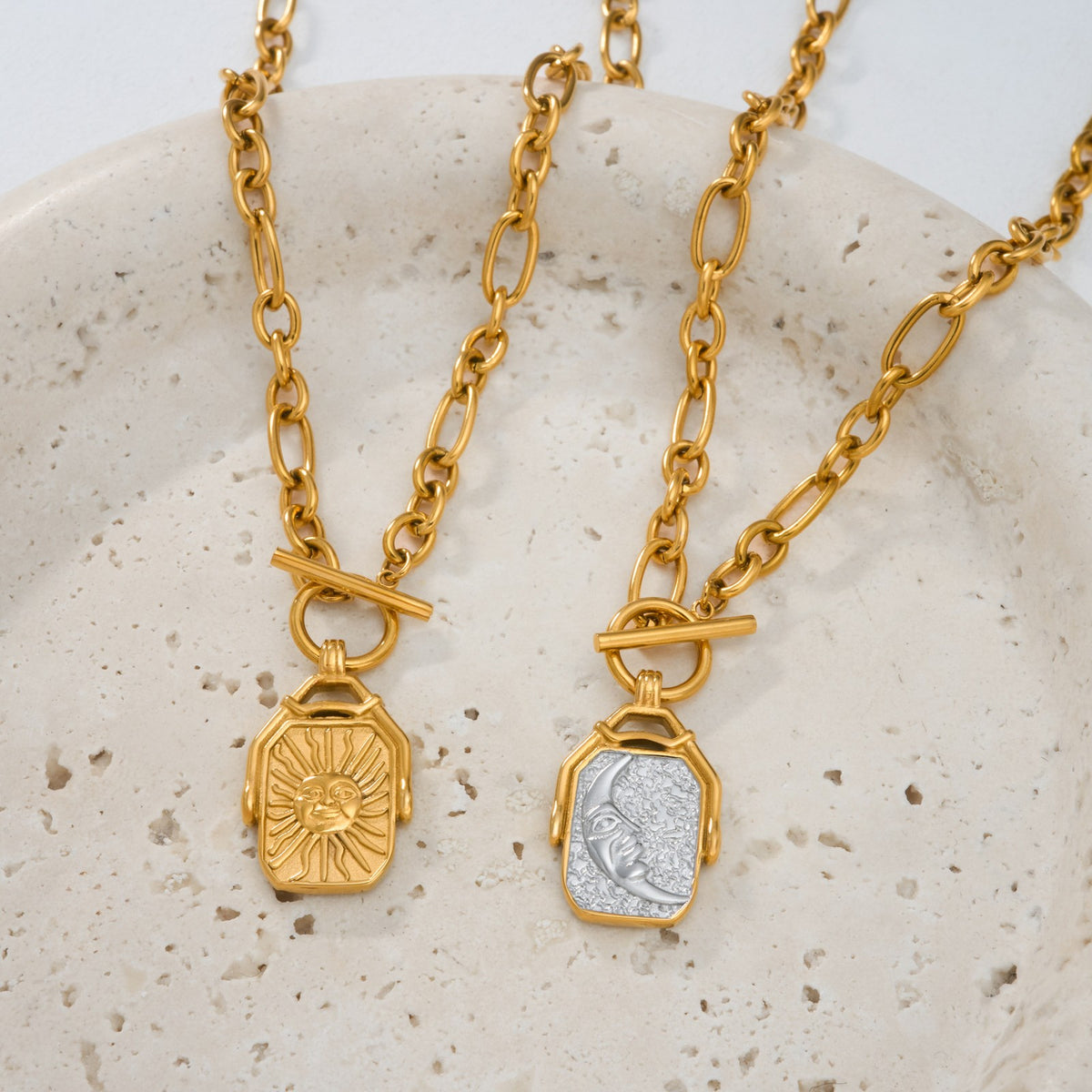 18k Boho Reversible Square Tag Necklace