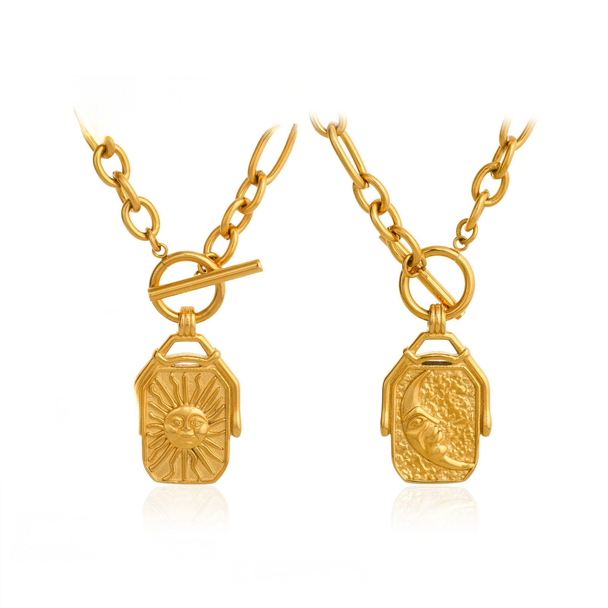 18k Boho Reversible Square Tag Necklace