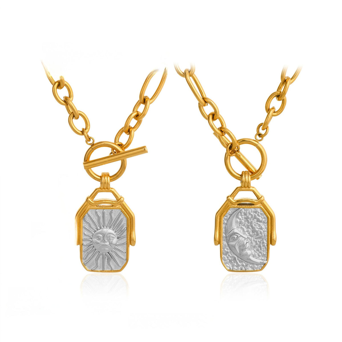 18k Boho Reversible Square Tag Necklace