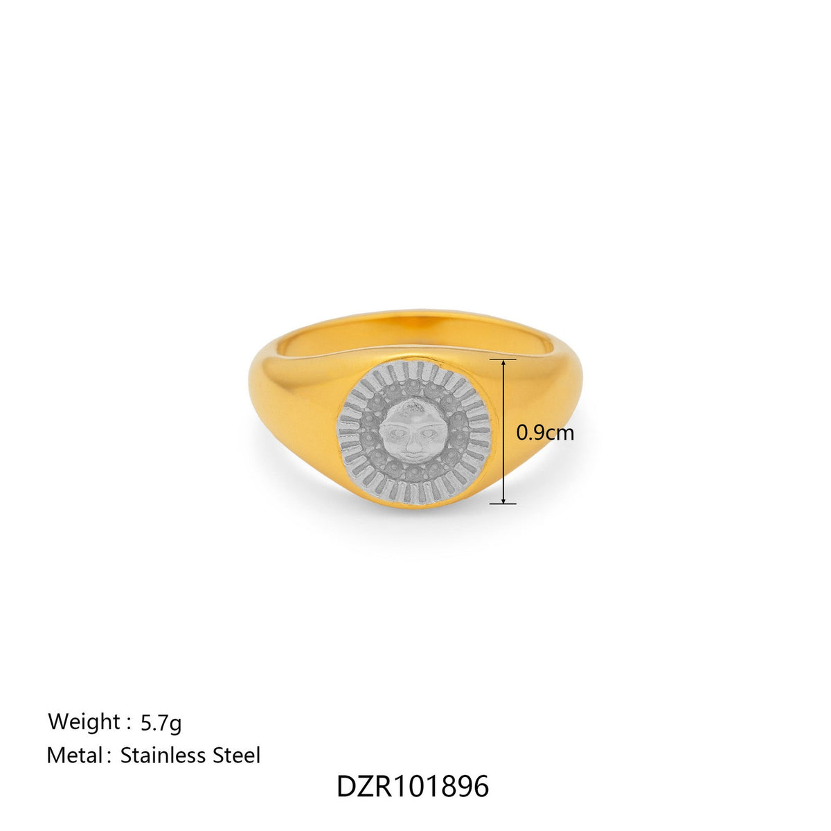 18k Classy Two-Tone Engraved Signet Ring