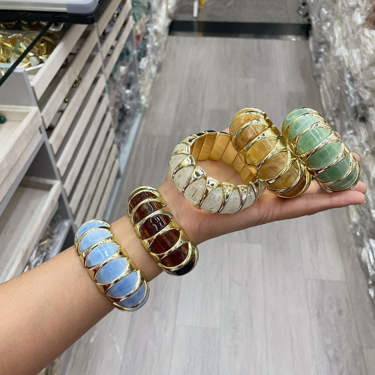 Boho Marbled Geometric Acrylic Bracelet
