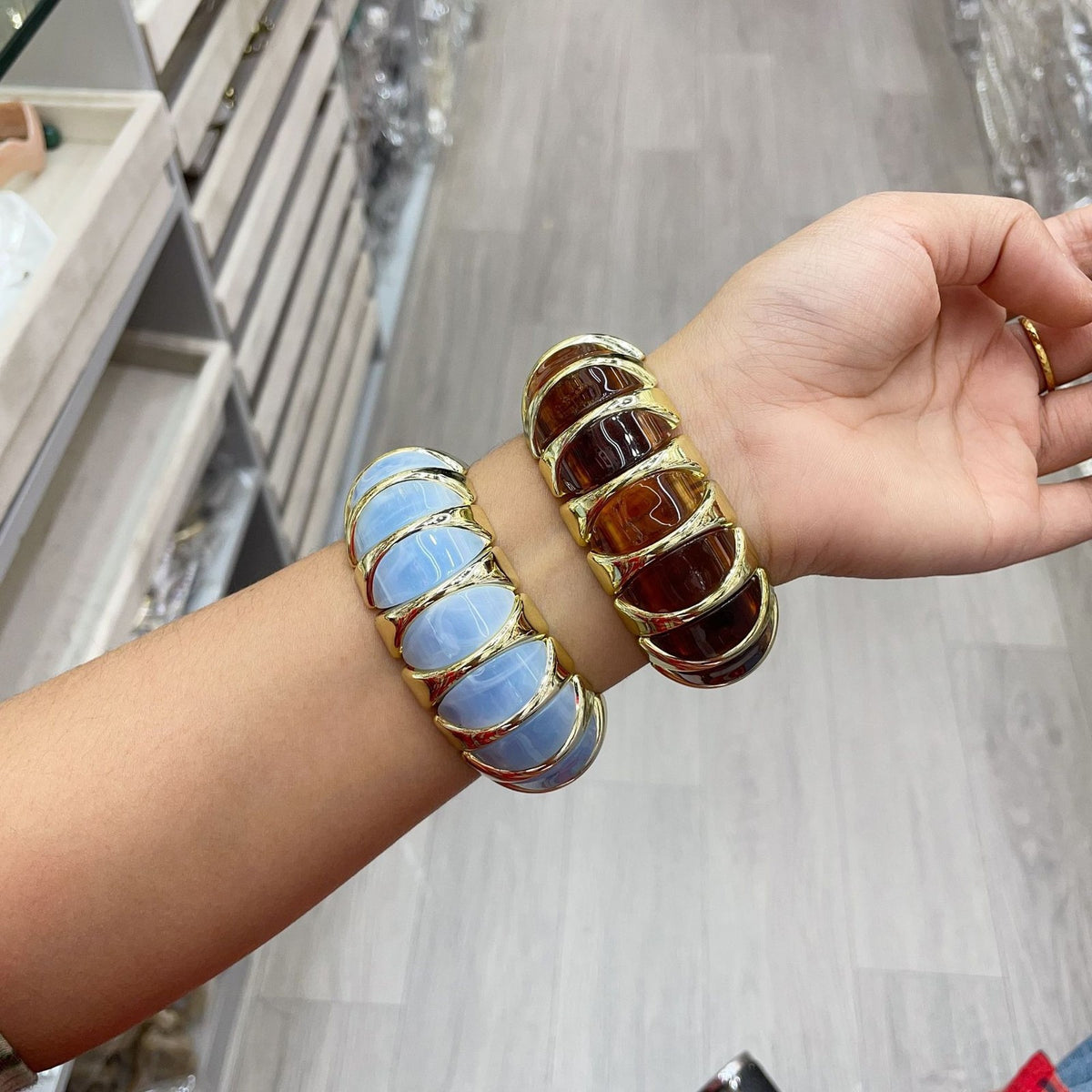Boho Marbled Geometric Acrylic Bracelet