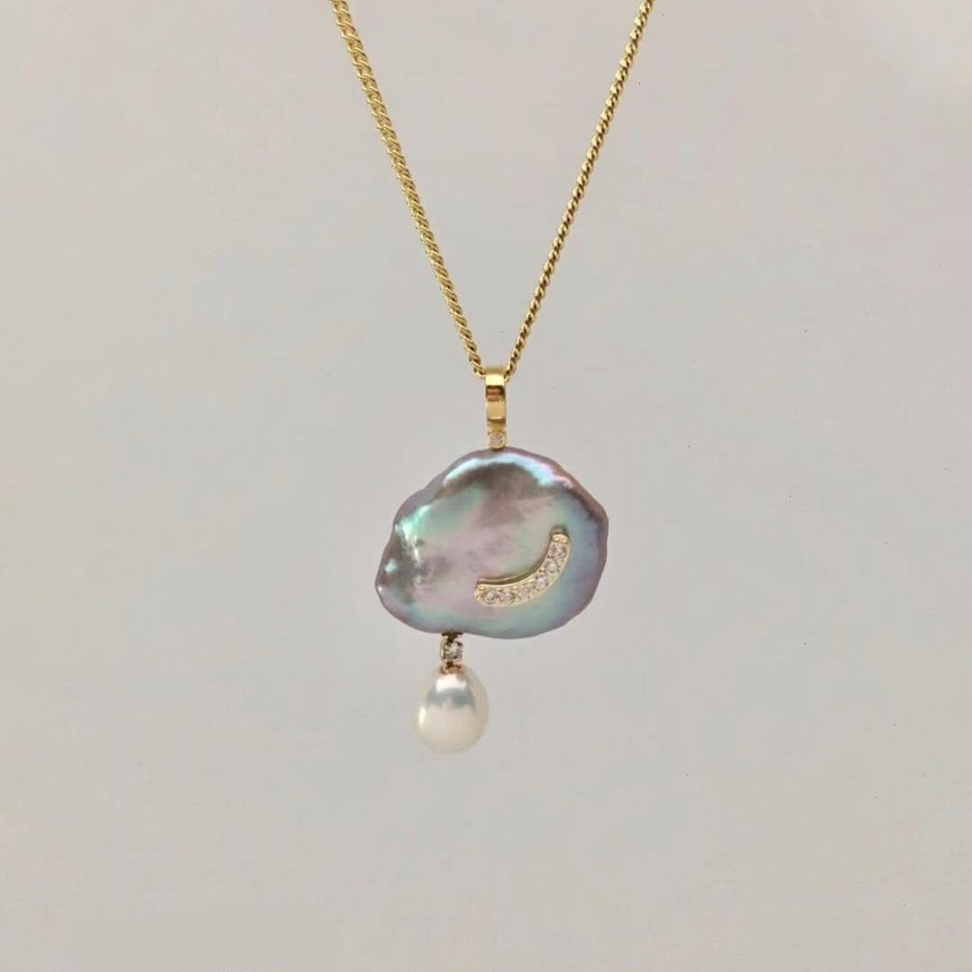 Romantic Baroque Pearl Star Charm Necklace