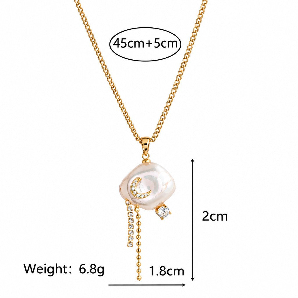 Romantic Baroque Pearl Star Charm Necklace
