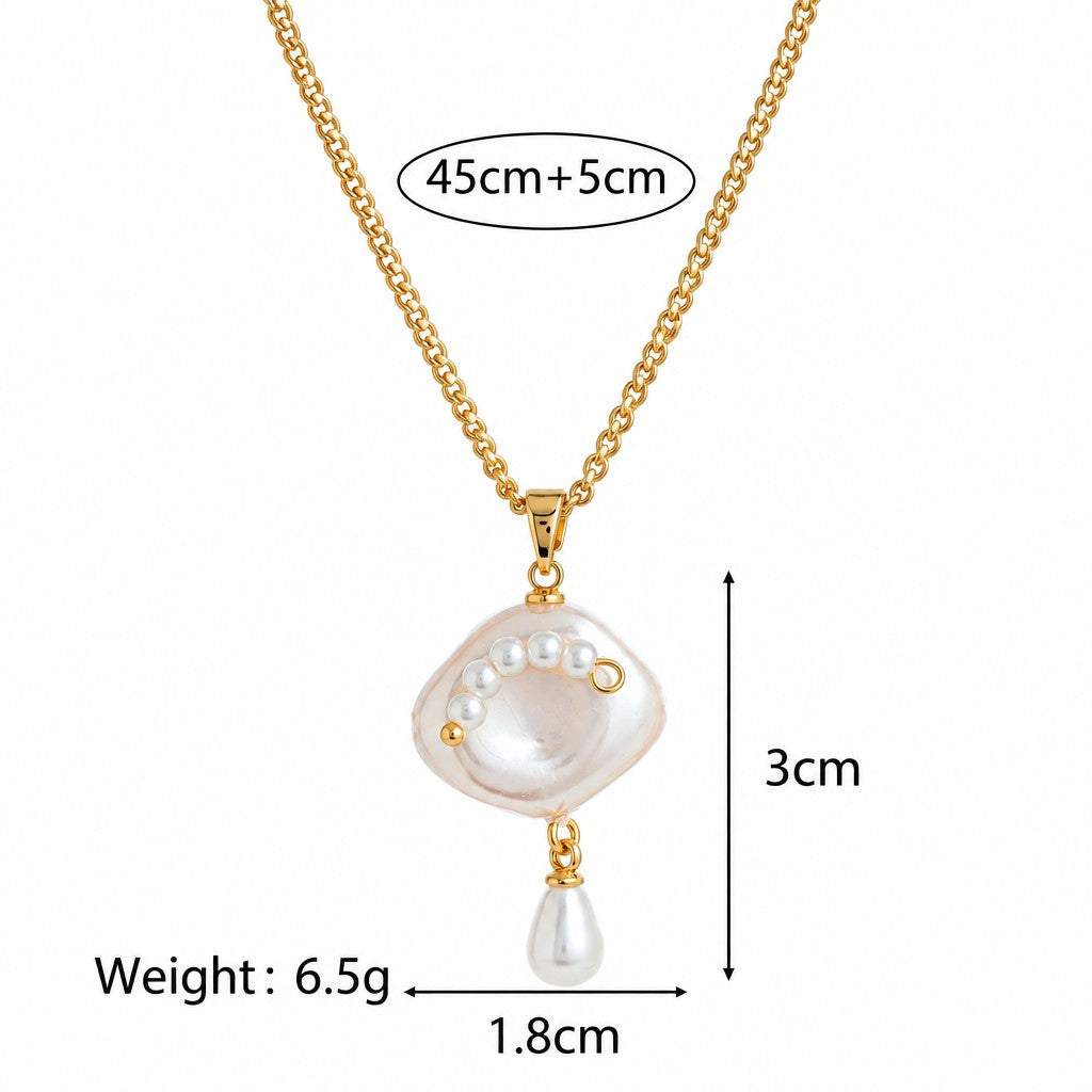 Romantic Baroque Pearl Star Charm Necklace