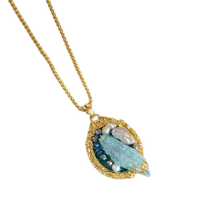 Romantic Raw Crystal & Pearl Necklace and Earring Set