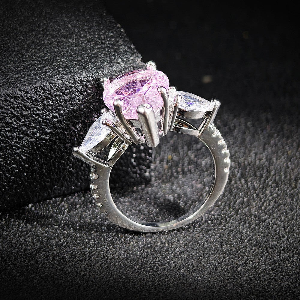 Romantic Pink Pear Cut Solitaire Ring